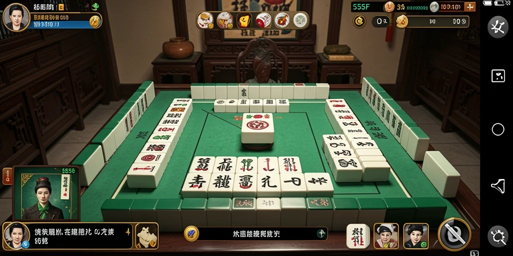 Screenshot dari gameplay Mahjong yang menarik dan menantang di 555F.