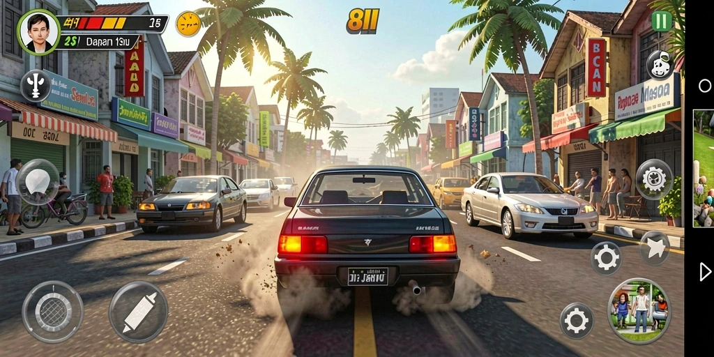 Gameplay Racing seru dengan mobil kustom di 8II.