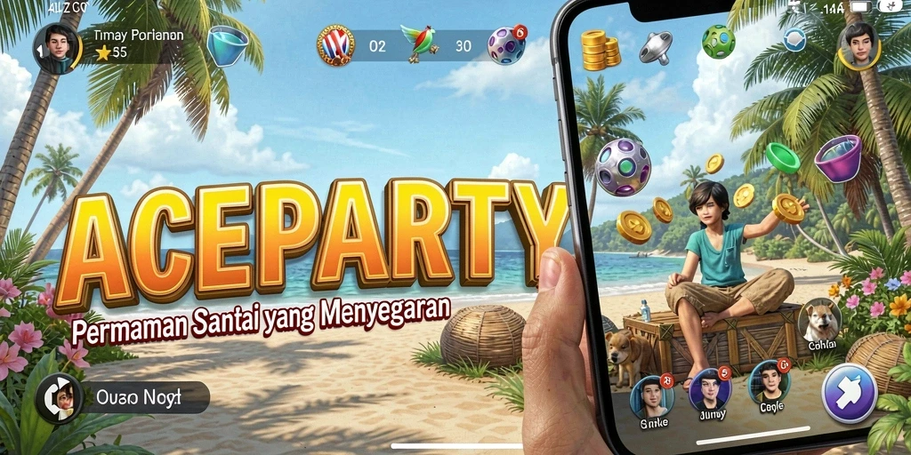 Gameplay ACEPARTY yang penuh warna dan menyenangkan bersama teman.