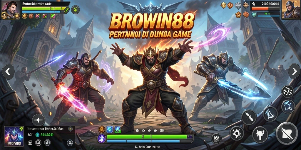 Tampilan gameplay BROWIN88 dengan pertarungan seru antara karakter.