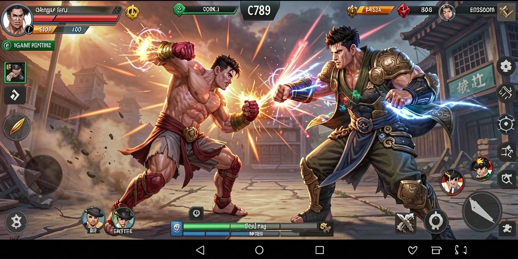 Tampilan gameplay seru dengan aksi pertarungan karakter C789.