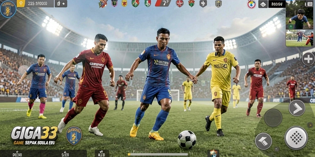 Tampilan gameplay GIGA33 yang menarik dalam aksi sepak bola.