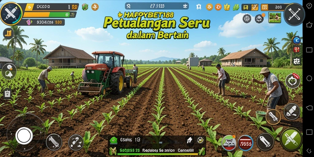 Tampilan gameplay <strong>HAPPYBET188</strong> menunjukkan keseruan bertani dan merawat hewan ternak.