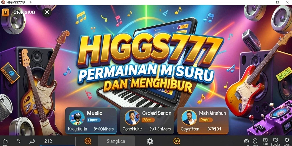 Tampilan menarik dari gameplay HIGGS777 dengan berbagai alat musik.