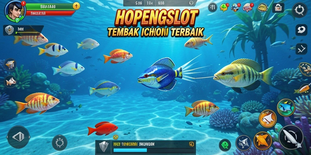 Screenshot utama HOPENGSLOT menampilkan gameplay Tembak Ikan yang seru.