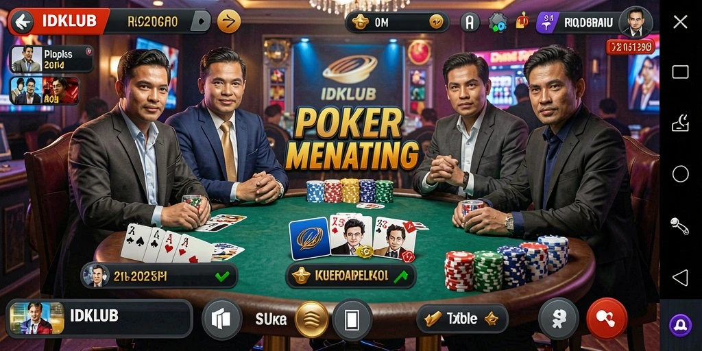 Tampilan gameplay Poker di IDKLUB yang mendebarkan.
