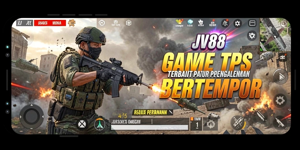 Tampilan gameplay JV88 yang seru saat bertempur di arena.