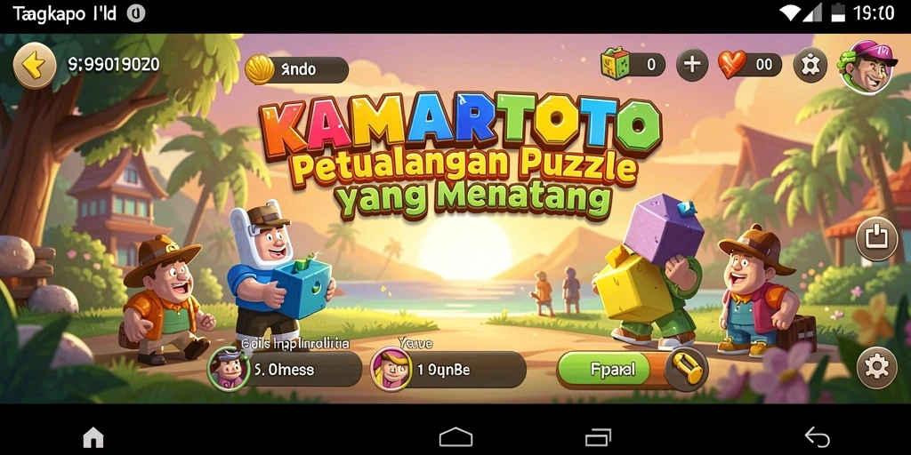 Screenshot gameplay KAMARTOTO dengan tingkat kesulitan puzzle yang bervariasi.