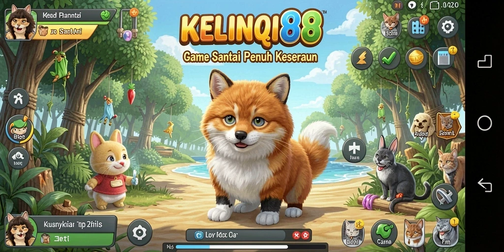 Tampilan gameplay KELINCI88 yang ceria dan penuh warna.