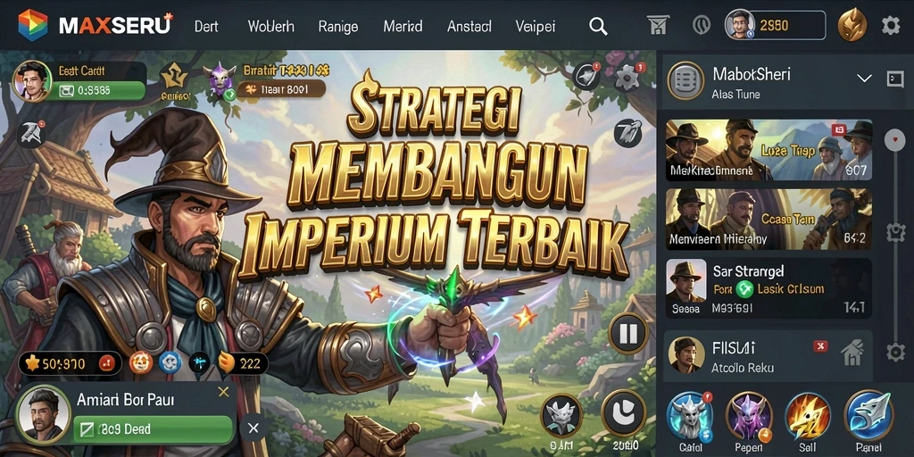 Screenshot gameplay MAXSERU yang menunjukkan pertempuran strategis yang seru.