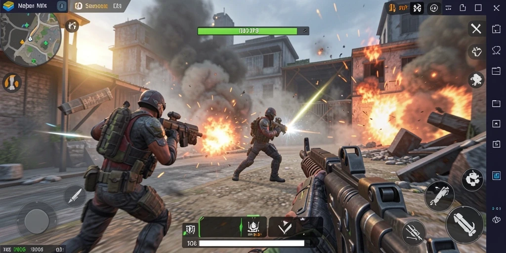 Tampilan gameplay mendebarkan dari N06 yang penuh aksi.