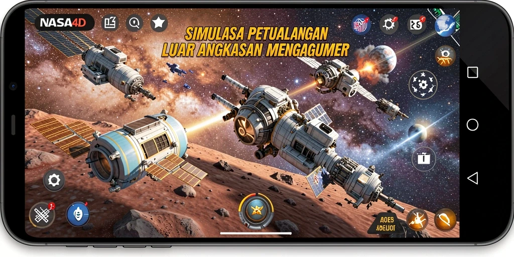 Screenshot gameplay NASA4D menunjukkan petualangan luar angkasa yang menarik.