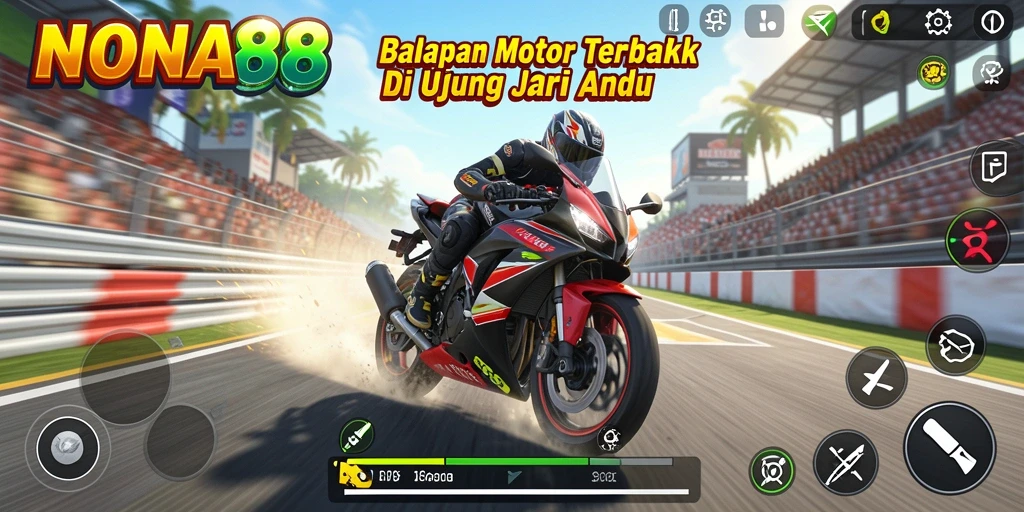 Gameplay seru dan cepat dalam NONA88 di trek balapan menantang.