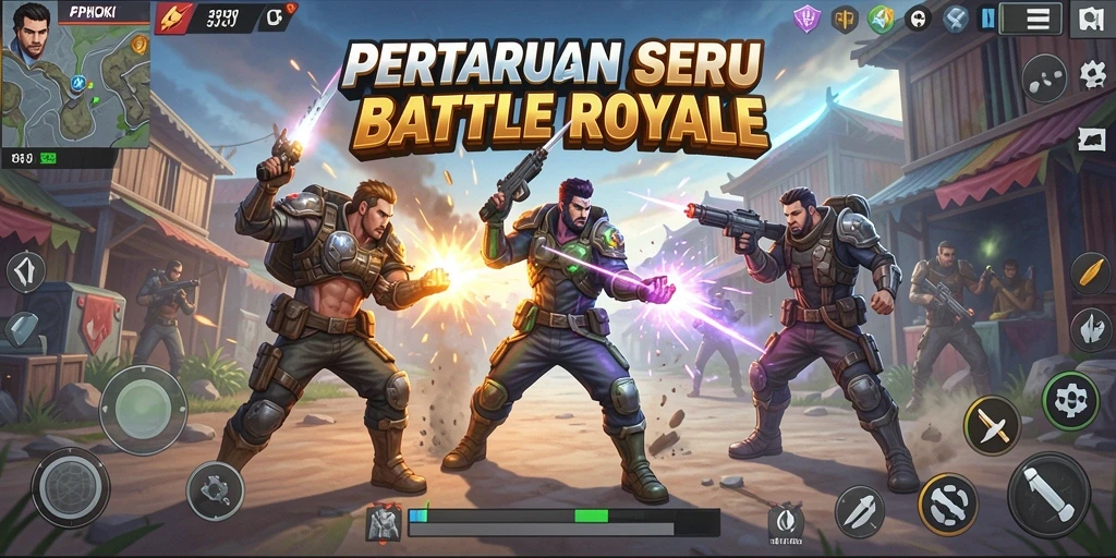 Screenshot menunjukkan aksi penuh ketegangan di PPHOKI Battle Royale.