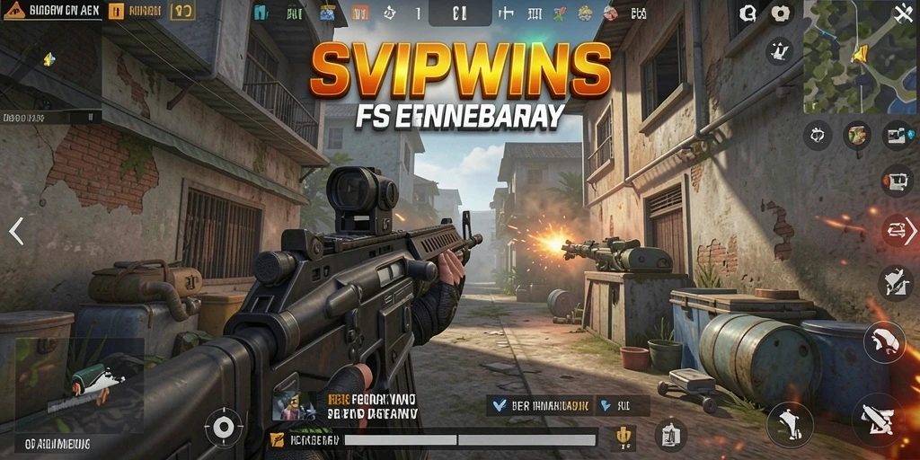 Screenshot SVIPWINS menampilkan aksi gameplay FPS yang seru.