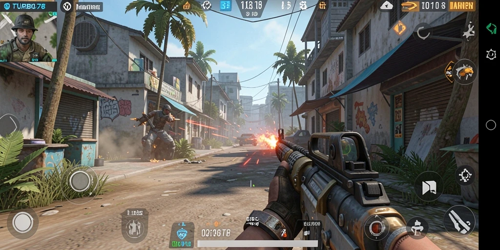 Gameplay menegangkan dalam <strong>TURBO78</strong> yang menunjukkan pertempuran seru.