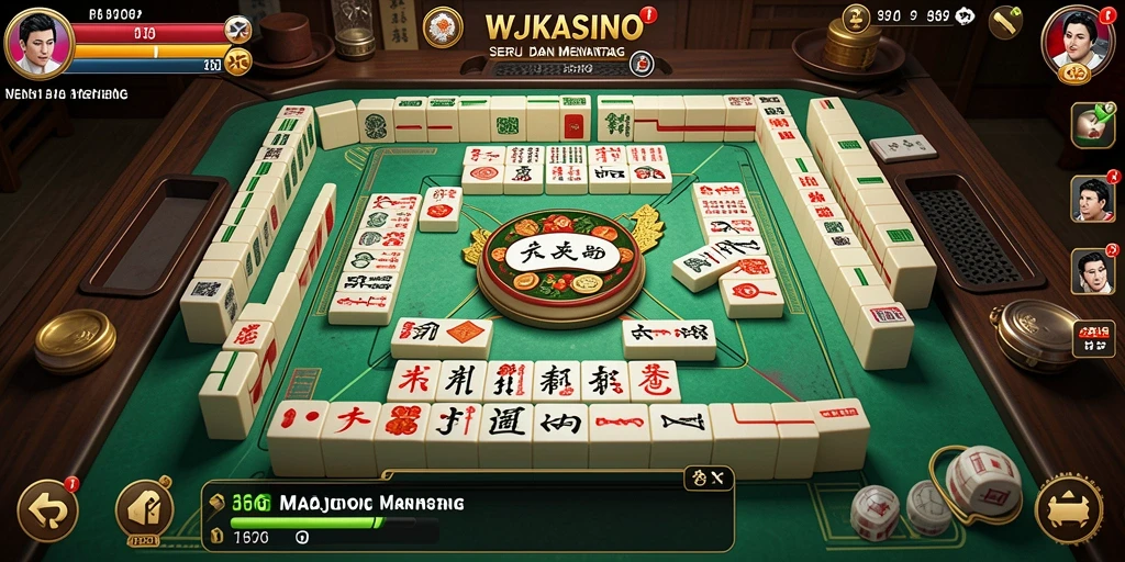Screenshot utama gameplay WJKASINO menampilkan suasana Mahjong yang menantang.
