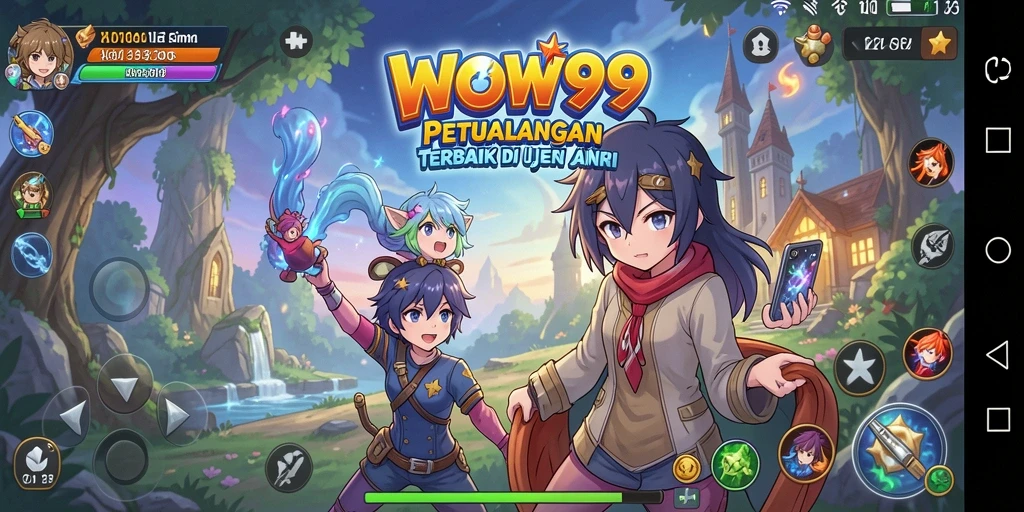 Tampilan gameplay menakjubkan dengan karakter anime yang dinamis.